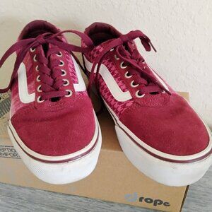 Vans Ward Burgundy Plaid Platform Sneakers Size 7